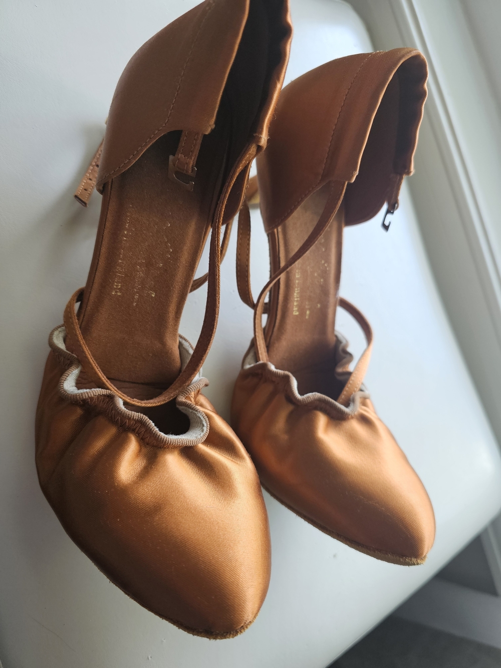 Women's Satin Dark TA  Pointed Toe Ankle Strap Ballroom Dance Shoes